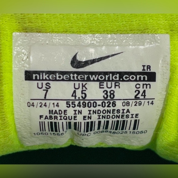 Nike Revolution 2 Sneakers Gray Women’s 7 Neon Green Runners 554900 026 - Picture 3 of 15